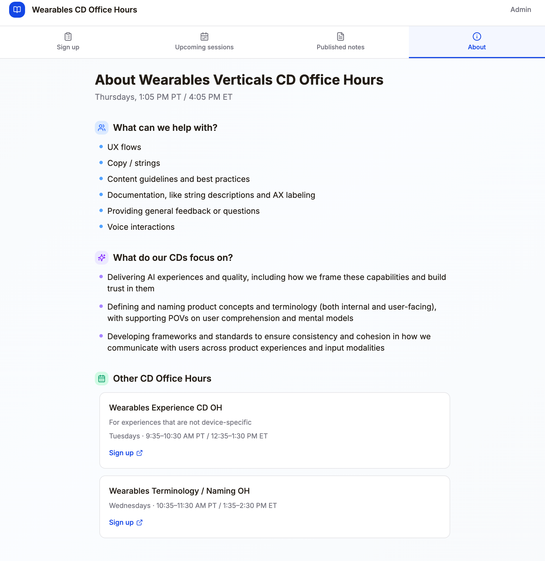 AI-assisted intake form for office hours sign-up, collecting session goal, core question, and optional links to generate a pre-read brief.